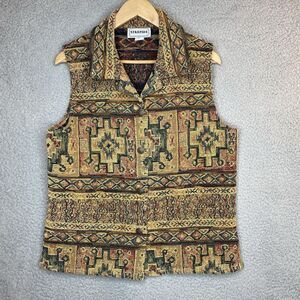 Vintage Southwestern Boho Starfire Tapestry Vest Western Bohemian Size 10